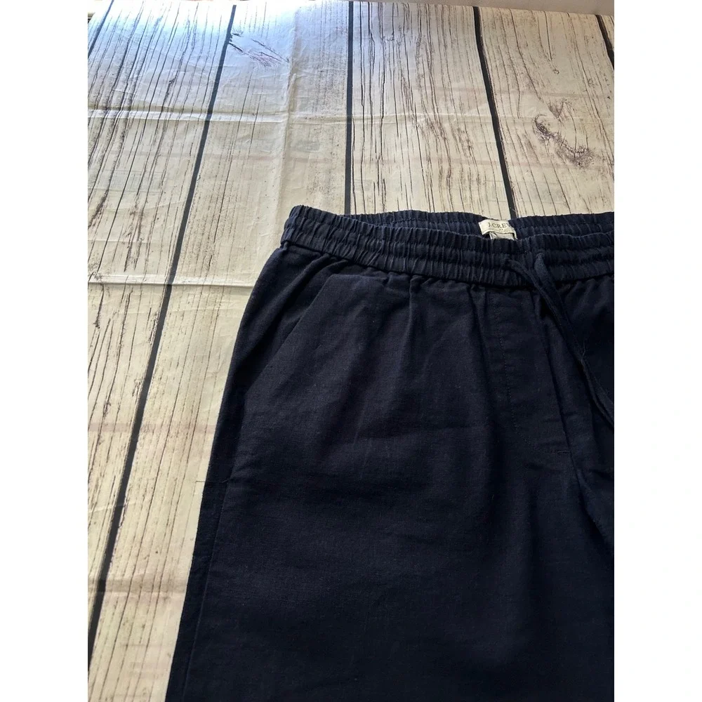 J.Crew‎ Seaside Jogger Pant Navy Blue Linen Cotton Drawstring Elastic Waist Sz 8